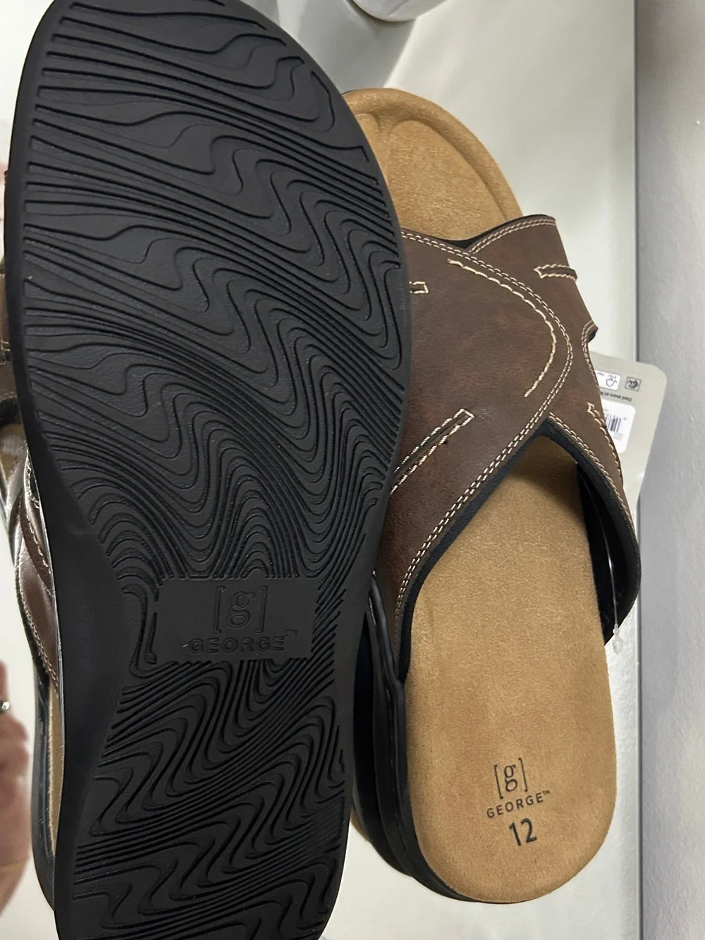 NWT George Sunside Brown Comfort Slide Sandals Men’s Size 12
